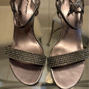 Glamorous Silver Embellished Sandals. They are actually a Gun metal Silver.